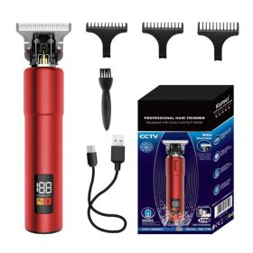 Electrical Hair Cutter Digital USB Charging Hair Clipper Electric Clipper (Option: USB-15x4x3CM Red)