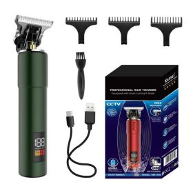 Electrical Hair Cutter Digital USB Charging Hair Clipper Electric Clipper (Option: USB-15x4x3CM Green)