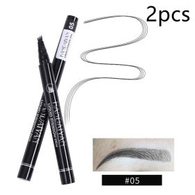 Four-head Eyebrow Pencil Liquid Eyebrow Pencil Tattoo Eyebrow Pencil Eyebrow Pencil 4-head Eyebrow Pencil Four-jaw Eyebrow Pencil (Option: 5 Black-2PCS)