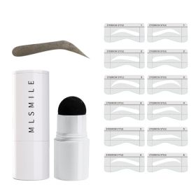 Retouching Forehead Shadow Pen With Eyebrow Card Seal Eyebrow Powder (Option: Gray black-Includes 12eyebrow cards)