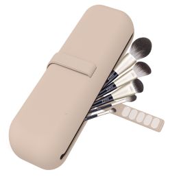 Portable Multifunctional Makeup Kit Travel Makeup Brush Bag (Color: khaki)