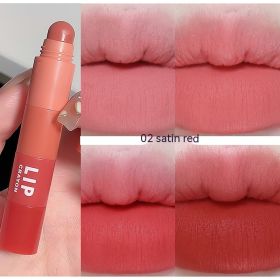 Crayon Lipstick Lip Gloss Matte Velvet Multicolor (Option: 02 Satin Red)