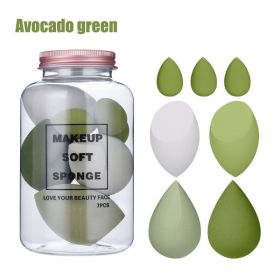 Foreign Trade Makeup Puff 7 PCs Canned Cosmetic Egg Suit Drift Bottle Makeup Sponge Soaking Water Bigger Mini (Option: Drift Bottle Avocado Green)