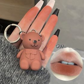 Keychain Bear Lip Mud 6 Color Matte White (Option: Qifen White Peach)