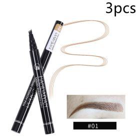 Four-head Eyebrow Pencil Liquid Eyebrow Pencil Tattoo Eyebrow Pencil Eyebrow Pencil 4-head Eyebrow Pencil Four-jaw Eyebrow Pencil (Option: 1 Light Coffee Color-3PCS)