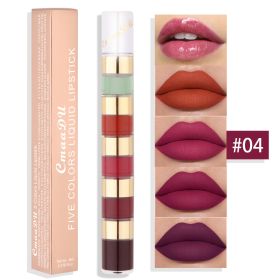 Waterproof And Durable 5 Color Matte No Stain On Cup Bamboo Joint Lip Gloss (Option: 04 Color)