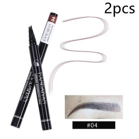 Four-head Eyebrow Pencil Liquid Eyebrow Pencil Tattoo Eyebrow Pencil Eyebrow Pencil 4-head Eyebrow Pencil Four-jaw Eyebrow Pencil (Option: 4 Dark Coffee Color-2PCS)