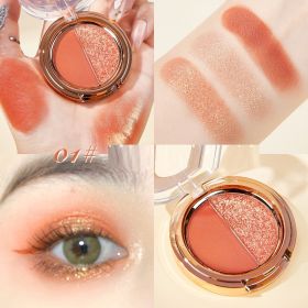 Matte Tangerine Gold Glitter Duo Eyeshadow Palette (Color: Orange)