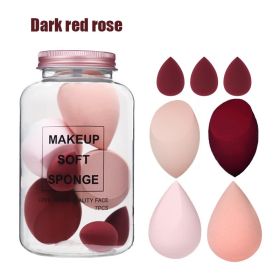 Foreign Trade Makeup Puff 7 PCs Canned Cosmetic Egg Suit Drift Bottle Makeup Sponge Soaking Water Bigger Mini (Option: Drift Bottle Dark Red Rose)