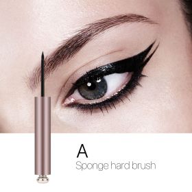 Rose Gold Beginner Liquid Eyeliner Waterproof Quick Dry No Halo Eyeliner (Option: A Brush English)