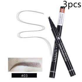 Four-head Eyebrow Pencil Liquid Eyebrow Pencil Tattoo Eyebrow Pencil Eyebrow Pencil 4-head Eyebrow Pencil Four-jaw Eyebrow Pencil (Option: 3 Brown-3PCS)