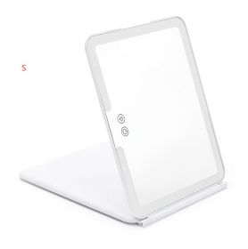 Large Cosmetic Mirror With Light Portable Make-up Rechargeable Folding Makeup (Option: White-S)