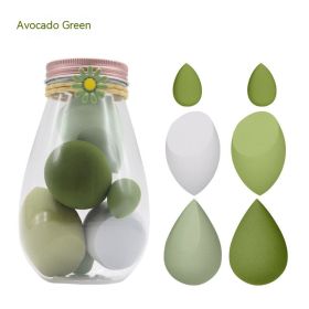 Foreign Trade Makeup Puff 7 PCs Canned Cosmetic Egg Suit Drift Bottle Makeup Sponge Soaking Water Bigger Mini (Option: Little Daisy Avocado Green)