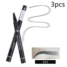 Four-head Eyebrow Pencil Liquid Eyebrow Pencil Tattoo Eyebrow Pencil Eyebrow Pencil 4-head Eyebrow Pencil Four-jaw Eyebrow Pencil (Option: 5 Black-3PCS)