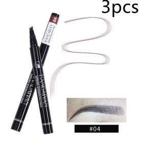 Four-head Eyebrow Pencil Liquid Eyebrow Pencil Tattoo Eyebrow Pencil Eyebrow Pencil 4-head Eyebrow Pencil Four-jaw Eyebrow Pencil (Option: 4 Dark Coffee Color-3PCS)