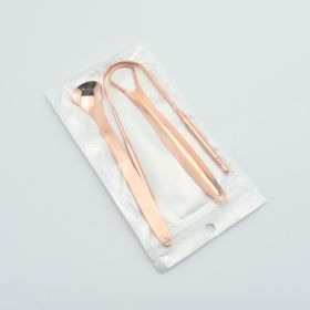 Stainless Steel Tongue Scraper Oral Care Tools (Option: Rose Gold Bag 3 Piece Set)