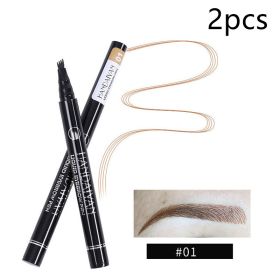 Four-head Eyebrow Pencil Liquid Eyebrow Pencil Tattoo Eyebrow Pencil Eyebrow Pencil 4-head Eyebrow Pencil Four-jaw Eyebrow Pencil (Option: 1 Light Coffee Color-2PCS)