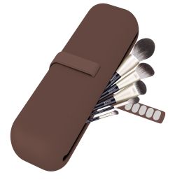 Portable Multifunctional Makeup Kit Travel Makeup Brush Bag (Color: Coffee)