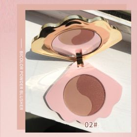 Makeup Shell Double Color Mirror Powder Blusher (Option: 02color)