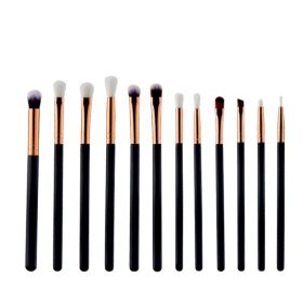 12 Rose Gold Eye Makeup Brush Universal Modeling Daily Makeup Brush Set Soft Fur Eye Shadow Brush (Option: Black Rose)