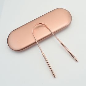 Stainless Steel Tongue Scraper Oral Care Tools (Option: Rose Gold U Shaped Iron Box)